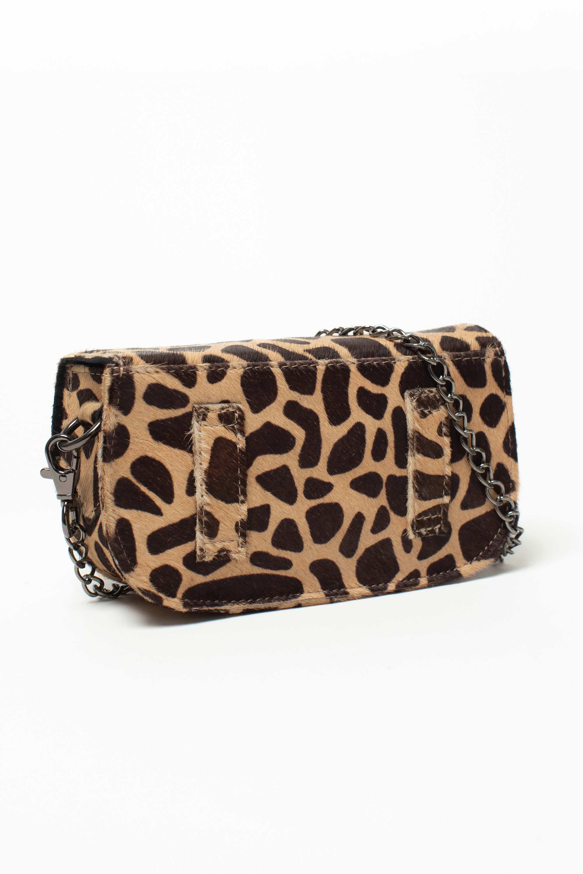 Sac bandoulière Alice Fauve de Charlay Stone en cuir pony animalier imprimé girafe.