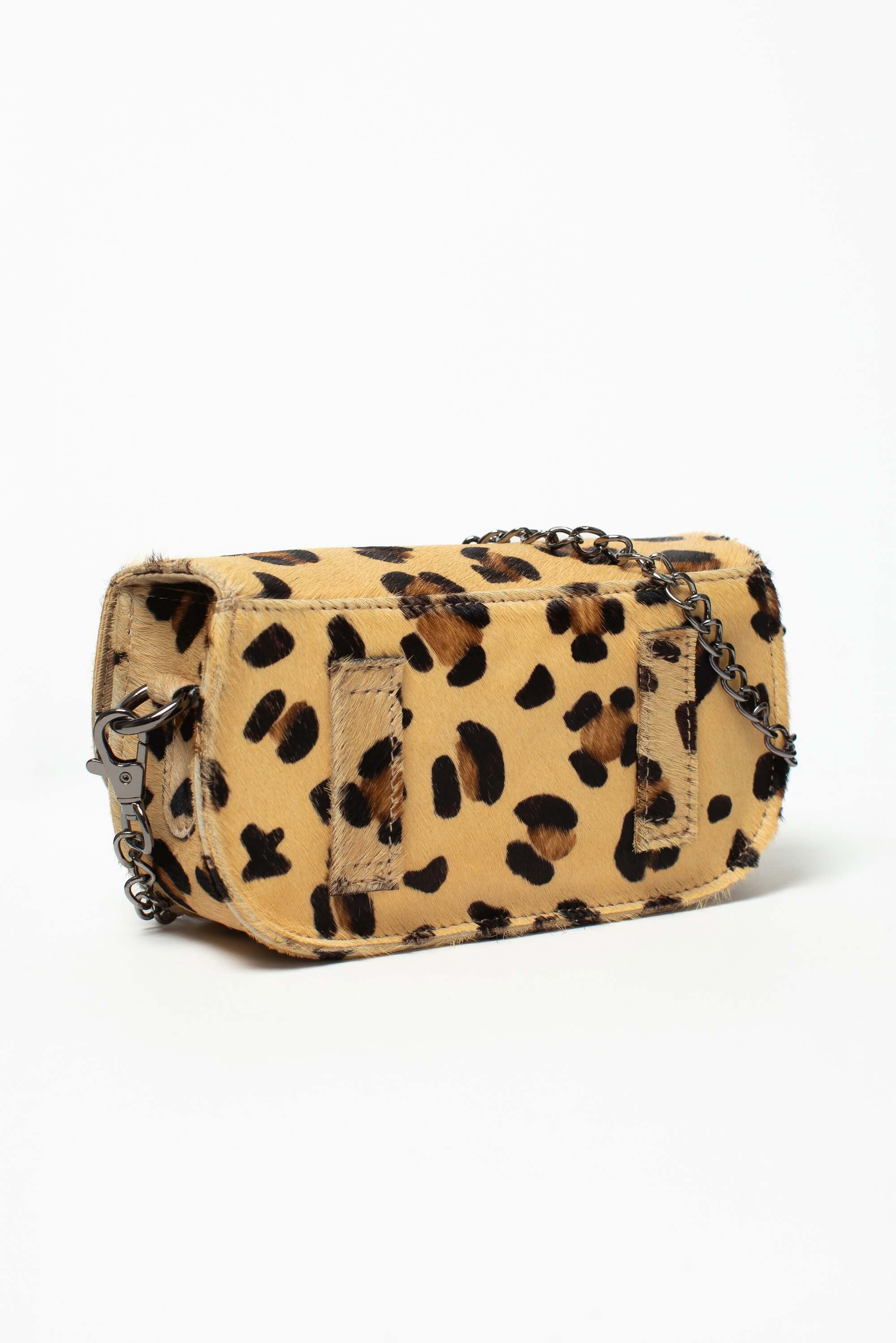 Sac bandoulière Alice Fauve de Charlay Stone en cuir pony animalier imprimé léopard.